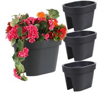 botle Juego de 3 cajas para balcón, jardineras, barandillas, balcones, macetas de barandilla, 39,5 cm, 12,3 L, color antracita