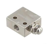 Botón de control manual de válvula de aire compacta de 3 vías de 55 g | Accionamiento manual de botón, flujo de 3 vías de 2 posiciones, reinicio de retorno por resorte, tamaño de puerto de 8,4 mm