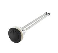 Botón de descarga de inodoro negro mate, agujero de cisterna de 38 mm, husillos ajustables de hasta 125 mm, montaje superior o frontal, acción suave, botón ABS con tuerca trasera segura para inodoro
