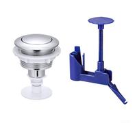Botón de descarga para tanque de inodoro ABS, altura ajustable con soporte, color negro mate cromado para agujeros de 38 mm, 48 mm, 58 mm, ligero, 28 g, estilo moderno para baño y hogar (cromo)