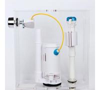 Botón de doble válvula de descarga para cisterna de inodoro, botón de descarga doble ovalado cromado y tubo de desbordamiento ajustable, válvula de descarga de inodoro de estilo antiguo