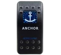 Botón de Interruptor basculante Led Azul, 5 Pines y 7 Pines, Encendido y Apagado for Coche, Barco Marino, Luces Interiores, Piezas, Accesorios for Camper(Anchor-(ON) Off (ON))