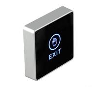 Botón de salida infrarrojo con panel táctil retroiluminado para sistemas de control de acceso, interruptor de liberación de puerta con indicador de estado LED, placa frontal acrílica, acabado negro