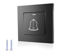 Botón de Timbre Exterior 220-250V | Universal Pulsador Timbre Exterior 86 x 86 mm con tornillos Para Hotel en Casa, Instalación Fácil (Negro)