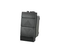 Botón doble barra 1P + 1P 10 A, compatible con Bticino Living Light, mando a hombre presente (negro)