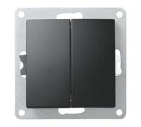Botón doble | Estilo | Pulsador de empotrar 10A doble pulsador on off 250V con terminal de tornillo, negro mate
