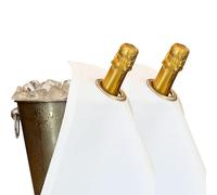 BottleCloths - Classic Collection - Paños para botellas con anillo de metal para cubos de hielo, algodón, 42 cm, agujero en la esquina (blanco con anillo plateado, paquete de 2)