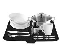 BOUFEIDA Alfombrilla Escurreplatos, Bandeja Escurreplatos, Alfombrilla de Silicona para Secar Platos, Jabonera de Silicona con Desagüe para Cocina, Mesa, Vajilla, Negro, 58 x 43 cm