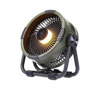 BougeRV F01 - Ventilador de camping (20000 mAh, 25 cm, soporte de metal, 5,4 m/s, carga rápida, con batería, silencioso, con luz, 33,5 horas, tiempo de funcionamiento, temporizador, aplicación, gancho