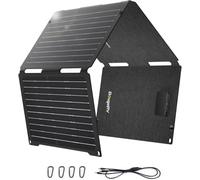 BougeRV Panel solar plegable 50W, fibra de vidrio 270°, 0,8 kg, módulo solar con salidas DC/USB-C/USB-A, panel solar portátil con mosquetón, compatible con celular, tableta, pequeña central eléctrica