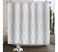Bovlleetd Cortina de Ducha Blanca Gris para baño Tela Impermeable Poliéster Patrón geométrico Estética Cortinas de Ducha de baño Clásicos Decoraciones de bañera Modernas 153x183cm