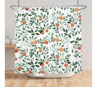 Bovlleetd Cortinas de Ducha de Frutas Naranjas Cosecha Arte Moderno Acuarela Hojas Verdes Baño botánico Cortina de Ducha Decorativa Tela de poliéster Impermeable Juego 183x214cm