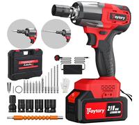 Bowose Atornillador de impacto con batería, 550 N.m, 1/2 pulgadas, batería de 4,0 Ah, alto par de torsión, 3400 rpm, llave de impacto 3 en 1 con luz LED, 4 enchufes, 12 taladros, para casa y coche