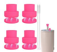 BOXOB 4uds Tapas Magnéticas Pajitas para BrüMate Era & Resa Vasos, Tapones Silicona con Cepillos para Pajitas 6-12mm Compatibles con BrüMate 40oz/30oz Vasos & Mayoría Botellas Agua (Rojo Rosado)
