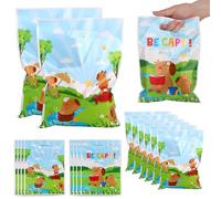 BOXOB 50uds Bolsas Fiesta Capybara, Lindas Bolsas Golosinas Plástico Tema Animal con Asas Be Capy Divertidas Bolsa Dulces para Suministros Fiesta Cumpleaños Baby Showers & Eventos Especiales
