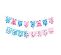 Boy or Girl Pancarta, Decoraciones Neutras Revelación Género Pre-Ensartadas Guirnalda Papel para Baby Shower con Body Azul & Rosa Decoración Cuerda para Anuncio Embarazo Fiesta Fondo Foto