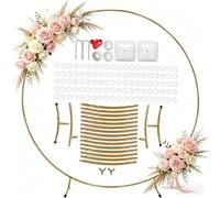 BOYIFEIJIE Kit de arco de globos, 2,2 m, redondo, metal, dorado, estable, reutilizable, con bolsa de agua y accesorios, para bodas, cumpleaños, fiestas