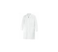 BP 1656-130-21-Mn - Abrigo unisex de manga larga, cuello con solapa, 205,00 g/m², algodón puro, color blanco
