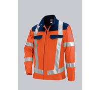BP 2012-845-8510-44/46l - Chaqueta de trabajo, cuello alto, cremallera oculta, mezcla de tejidos de 270,00 g/m², color naranja y azul oscuro, 44/46 l