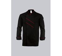 BP Gourmet 1538-400-3281 - Chaqueta de cocinero (manga larga, con ranuras de ventilación, ajuste normal, talla: 52), color negro y rojo