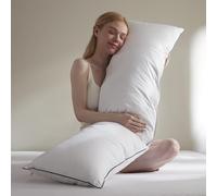 BPC Almohada para Dormir de Lado 40 x 145 cm, Almohada Embarazada y cojín de Abrazo, 3 Cámaras, Plumón y Plumas de Ganso, Funda 100% Algodón