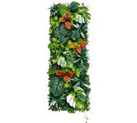 Bprtcra Panel de Pared Vegetal Artificial, Decoración Mural de Plantas Sintéticas, Seto Artificial para Jardín, Terraza, Interior, Exterior, Pared Verde Decorativa sin Mantenimiento, 25x70cm (A02)