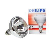 Philips Bombilla infrarroja BR125 IR E27 250W 230-250V pistón frontal transparente cuerpo plateado