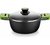 BRA A400324, Recipiente para horno, tipo cazuela, redondo, de aluminio, apto para gas y hornos de cuarzo (halogenos), color , verde, con silicona