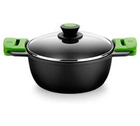 BRA A400328, Recipiente para horno, tipo cazuela, redondo, de aluminio, apto para gas e inducción, color , con borde de silicona