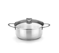 BRA Ancora | Cacerola, 20 cm, Acero Inoxidable 18/10, con Tapa de Cristal (Braisogona_A390353)
