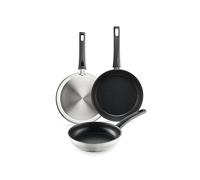 BRA Antistick Inox | Set 3 sartenes 18/22/26 cm, aluminio y acero inox