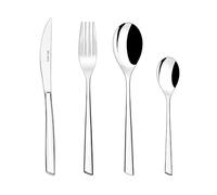 BRA Bari | Set de cubiertos de 24 piezas de acero inoxidable con cuchillo chuletero, acero inoxidable 18/10, diseño contemporaneo, acabado pulido brillante, espesor 3.5 mm (6 comensales)