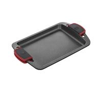 BRA Bistro Plancha Lisa 32x24 cm Aluminio Fundido Indeformable Base De 6mm De Espesor Antiadherente Tricapa Profile MetalTec Libre de PFOA Compatible Con Todas Las Fuentes De Calor