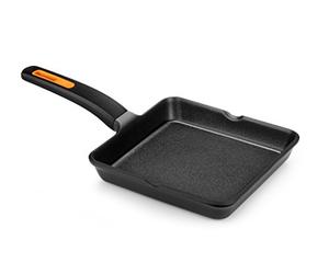 BRA Braisogona A431322 Efficient Plus - Parrilla cuadrada (aluminio, 22 cm), color negro