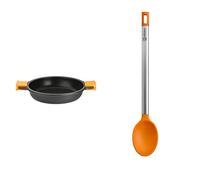 BRA Cacerola Baja, Aluminio, Negro, 45 cm & Efficient Cuchara de Cocina, Acero INOX, Nailon y Silicona, Naranja, 35 cm