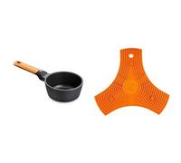 BRA Cazo 16cm Efficient Orange, Aluminio Fundido, Naranja, 16 cm + Salvamanteles, Silicona, Naranja, 2 Unidades