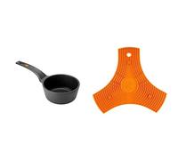 BRA Cazo, Negro, 16 Cm + Salvamanteles, Silicona, Naranja, 2 Unidades
