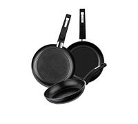 BRA Design | Set de 3 sartenes 18-22-26 cm aluminio forjado antiadherente | Aptas para todo tipo de cocinas incluida inducción y vitrocerámica, color negro