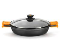 BRA Efficient A270530, Recipiente para horno, tipo cazuela, redondo, de aluminio fundido, con revestimiento cerámico, apto para hornos de halogenación, con tapa hermética, compatible con gas, inducció