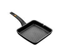 BRA Efficient | Grill Asador con Rayas, Aluminio Fundido con Antiadherente, Apto para Todo Tipo de Cocinas Incluido Inducción, Libre de PFOA, Negro, 28 x 28 cm