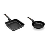 BRA Efficient-Grill asador, Negro, 28 cm + Sartén para saltear, Aluminio Fundido, Negro, 26 cm