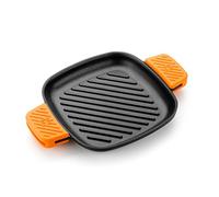 BRA Efficient Iron | Parrilla Cuadrada Con Rayas 24 cm de hierro fundido | Fabricada en Hierro Fundido Esmaltado, Apta para su Uso en Horno y Todo Tipo de Cocinas, Apta para el Lavavajillas