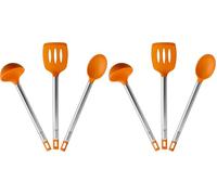 BRA Efficient Set 3 utensilios cocina, 36.5 cm, espátula, cuchara, cazo, Acero INOX, Nailon y Silicona (Paquete de 2)