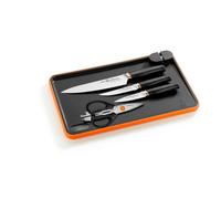 BRA Efficient | Set de 3 cuchillos Efficient con tabla de cortar + Tijeras Multiusos