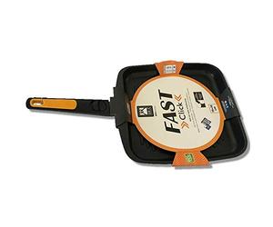 BRA Fast Click | Grill 28 cm con Rayas, Aluminio Fundido, con Antiadherente, Full Induction, Apto para Todo Tipo de cocinas