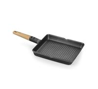 BRA Market | Grill Rayas 28 cm, Aluminio Fundido con Antiadherente | Aluminio Fundido, Mango Desmontable Madera Natural, Antiadherente tricapa sin PFOA