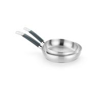 BRA Master - Set de 2 Sartenes Acero Inoxidable 18/10 (20-26 cm) - Sin Antiadherente, Libres de PFAS - Apto para Inducción y Horno - Mango con Silicona Anticalor - Acabado Pulido Brillante
