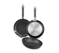 BRA Master - Set de 3 sartenes Aluminio Forjado - 20, 24 y 28 cm - Antiadherente - Apto para Inducción y Horno - Mango con Silicona Anticalor - Superficie Ultra Resistente