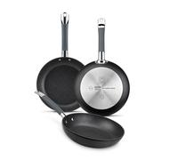 BRA Master - Set de 3 sartenes Aluminio Forjado - 20, 24 y 28 cm - Antiadherente - Apto para Inducción y Horno - Mango con Silicona Anticalor - Superficie Ultra Resistente