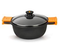 BRA, modelo A270336, recipiente para horno, tipo cazuela, redondo, de aluminio fundido, con revestimiento cerámico, apto para hornos de halogenación, con tapa hermética, compatible con gas, inducción,